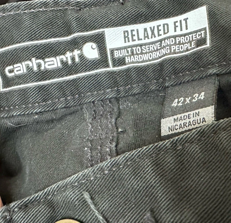 Carhartt B324 Men’s Black Relaxed Fit Twill Men’s Utility Carpenter Pants 42x34 - Image 3 of 4