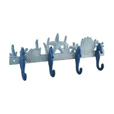 Scratch  Dent Blue and White Seahorses Sea Life Cast Iron Wall Hook