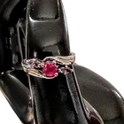Vintage Sterling Silver 925 Genuine Ruby Natural Amethyst Petite Ring Size 7