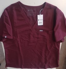 NEW FIGS Women's Red Catarina One-Pocket Scrub Top Shirt - XXL