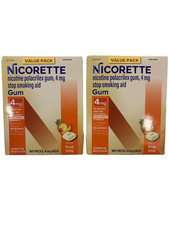 2 Nicorette 4 mg Nicotine Stop Smoking Aid Gum, Fruit Chill 160 Ct Exp 3/28