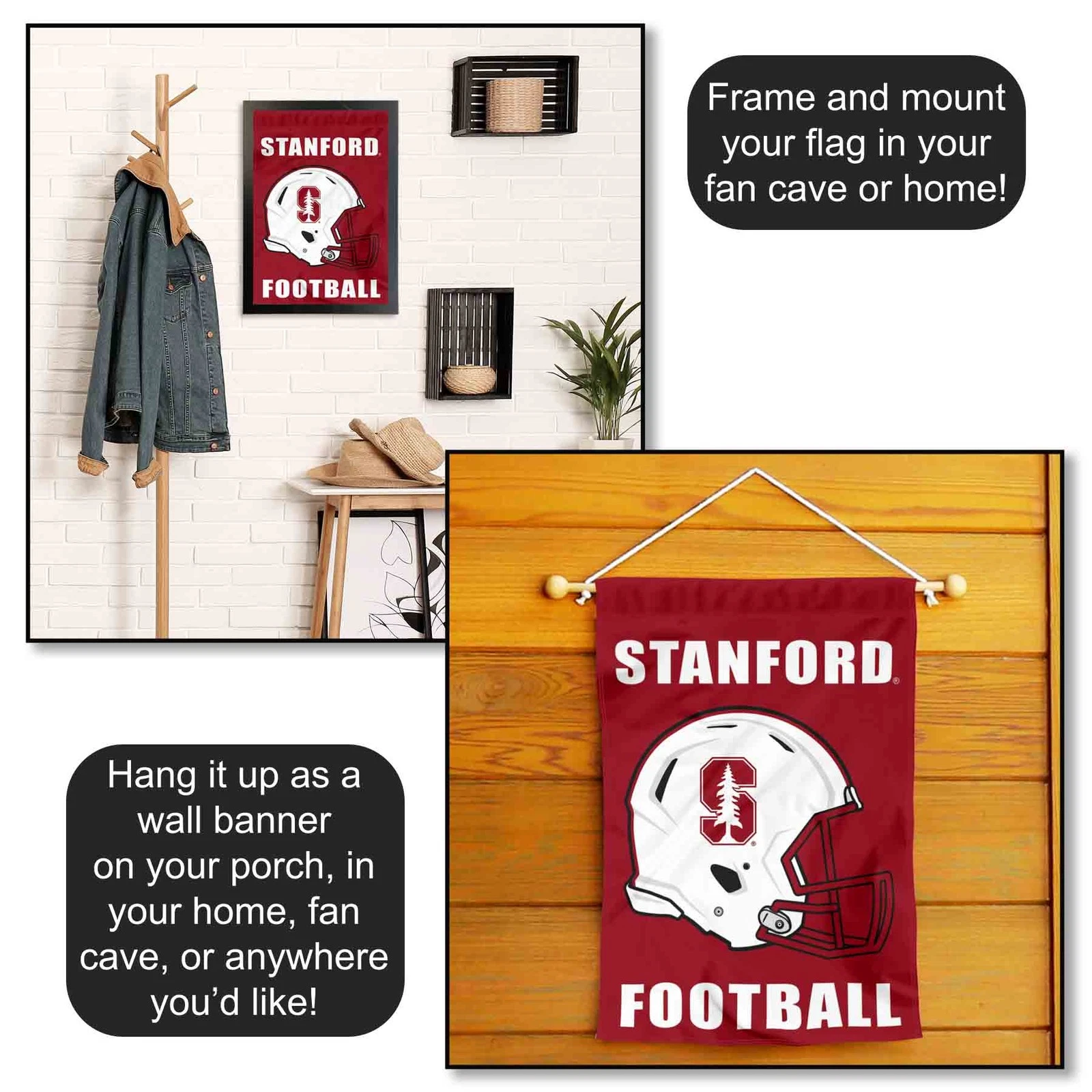 Stanford Cardinal Football Helmet Garden Flag and Yard Banner
