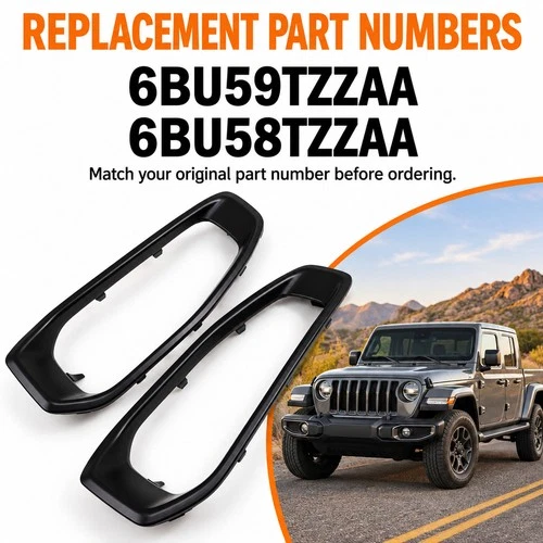 6BU59TZZAA 6BU58TZZAA 1 Pair Fog Light Bezels For Jeep Gladiator 2020-2023 - product listing photo