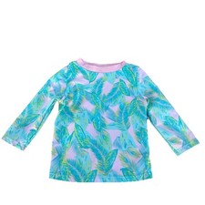 Floatimini Tropical Swim Shirt Girls Size 4 Pink Green Palm Leaves