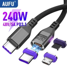 AUFU PD240W Magnetic Type C Cable For Macbook PC 5A Super Fast Charging