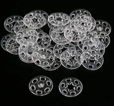 60 PCS 18mm 23/32 Inch Clear Plastic Snap Buttons, Transparent, Sewing,Garment