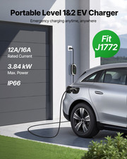Level 1 2 EV Charger 16A Portable Charger 120V 240V 25 ft Cable LED Indicator