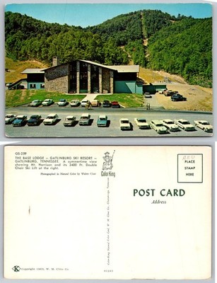 Gatlinburg Ski Resort Base Lodge TN Postcard 1963 Mt Harrison Color King