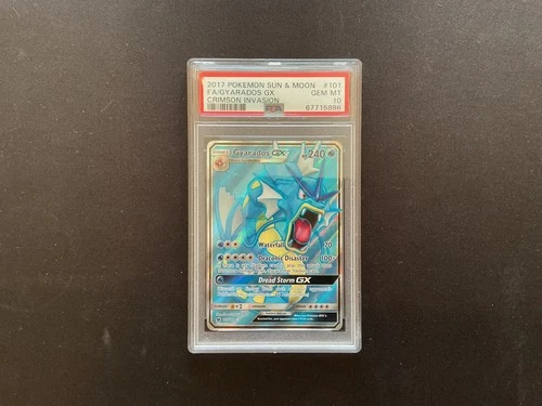 2017 POKEMON SUN & MOON CRIMSON INVASION #101 FULL ART/GYARADOS GX PSA 10