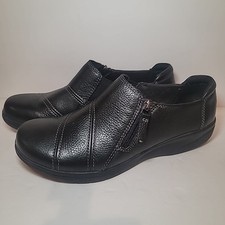 Collection by Clarks Ultimate Comfort Womens Black Leather Zip Up Loafers Sz 8