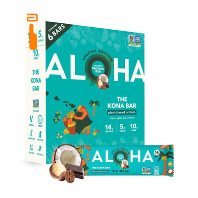 ALOHA Organic Plant Based Protein Bars | The Kona Bar - Special 6 bars, brown