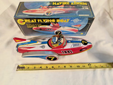 VINTAGE LARGE GIANT FLYING BOAT TIN TOY WITH BOX