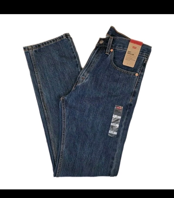 Levi's 505 Regular Fit Men's Jeans Size 32X34 Dark Wash Denim 100% Cotton NWT