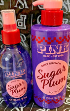 New Victoria's Secret Pink Sugar Plum Hair Body Mist, Lotion Duo Gift Set