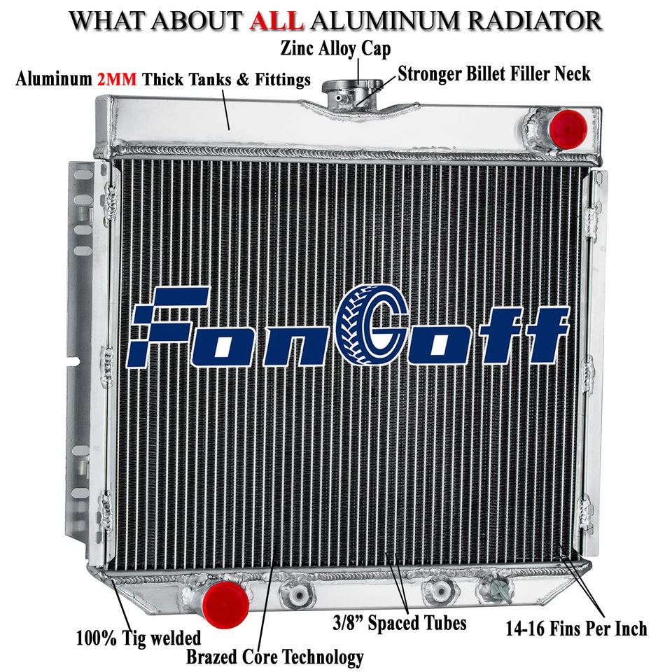 Radiador de aluminio de 3 filas para Ford Mustang Falcon Torino Mercury 1967-1970. Foto 2 de 4