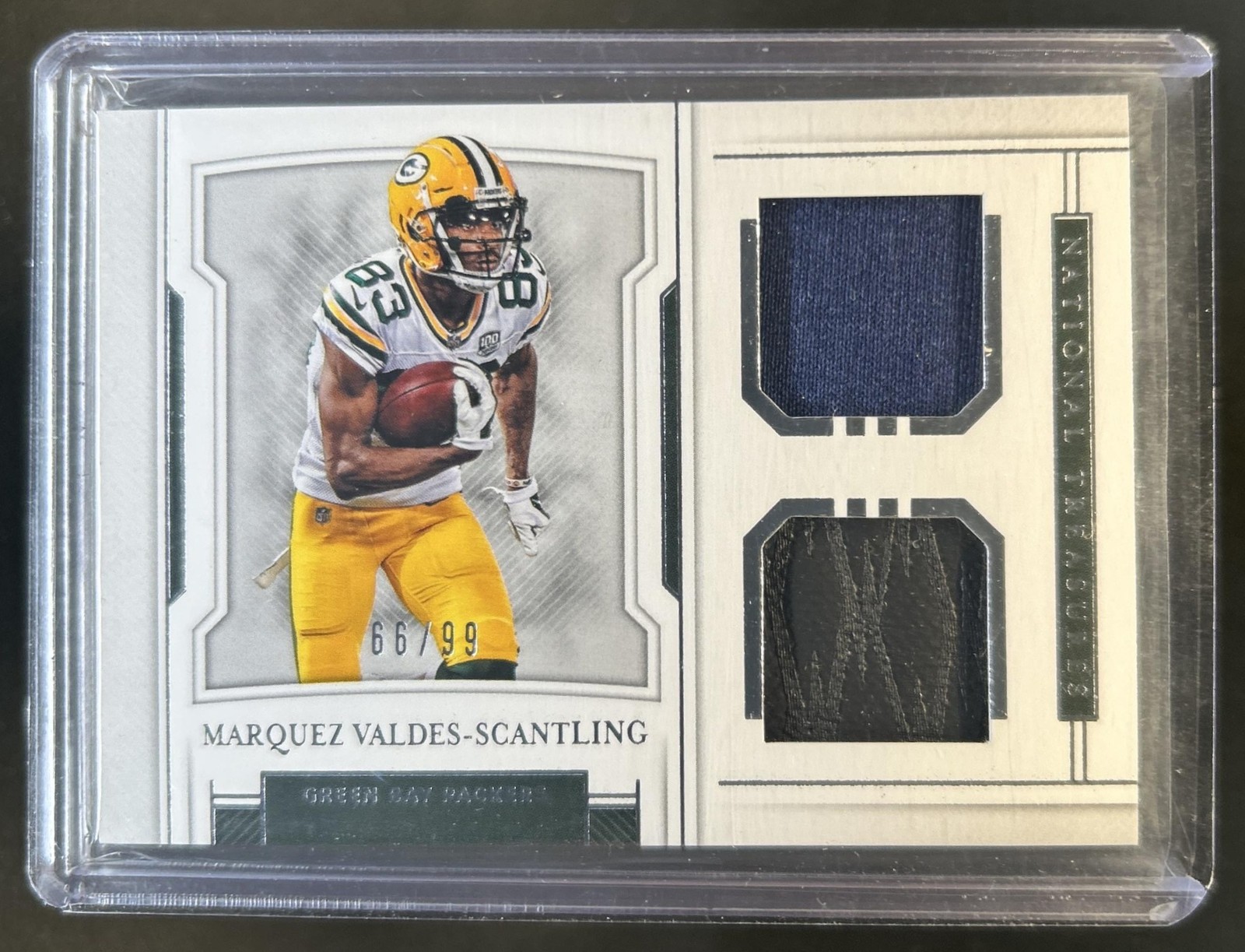 Marquez Valdes-Scantling Panini National Treasures Rookie Dual Materials #RDM39 Red Jersey Number