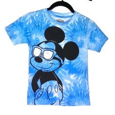 New Disney Jr. Mickey Mouse Clubhouse Boy's Tee Shirt Blue  White Tie Dye Sz 6