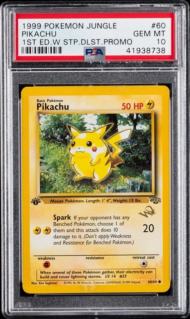 1999 POKEMON JUNGLE #60 PIKACHU 1ST EDITION W STAMP DUELIST PROMO PSA 10
