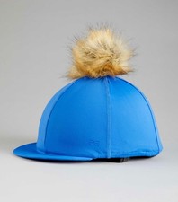 Premier Equine PEI Jersey Hat Silk with faux fur pom pom - royal Premier Equine