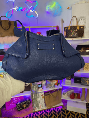Alexander McQueen De Manta Blue Leather Clutch Bag