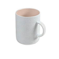 Nespresso Collections Coffee Mug Textured Swirl Porcelain White Pink Interior 25