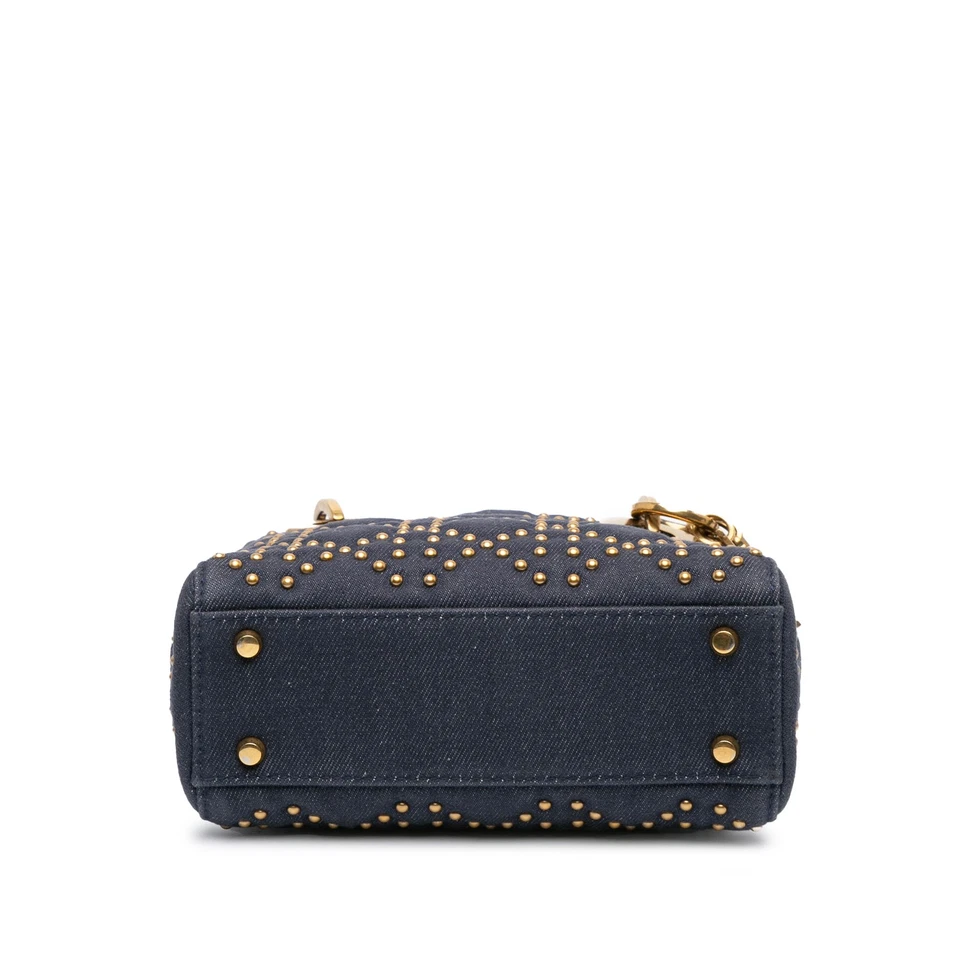 Authenticated Dior Mini Denim Cannage Studded Supple Lady Dior Blue - Image 3 of 4