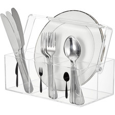 Portable Flatware Organizer Paper Plate Dispenser for Kitchen Counter Party