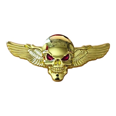 Aufkleber Totenkopf Sticker Engel Flügel Emblem Skull Schädel Metall 11cm - Bild 1 von 4