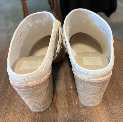 NWOT Dolce Vita Braided Suede Heeled Mules Serla Ivory Leather 9.5 Women's - Picture 5 of 13