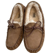 UGG Brown Suede Moccasin Slippers Women's US:7 Pre-Owned - Excellent