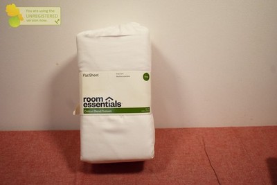 Room Essentials King Easy Care Cotton Blend Sateen Flat Sheet White*