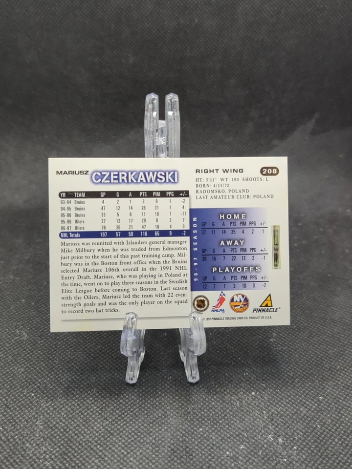 1997-98 Score Mariusz Czerkawski IP Auto No COA #208 Edmonton Oilers - Image 2 of 2
