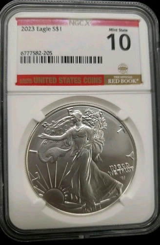 2023 $1 American Silver Eagle NGCX MS10 RED BOOK  X LABEL L👀K - SHIPS FREE