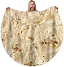 Tortilla Blanket Adult Size Giant Double Sided for Kids Funny Realistic Food