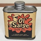 Vintage Ol' Sarge Gun Oil paper label Metal Can marine Nos Full gas station nice