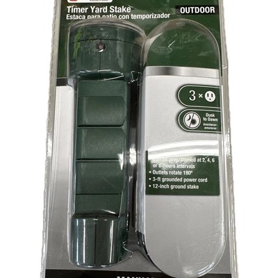 UtiliTech 3-Outlet Manual Outdoor Timer Yard Stake #0331637 New In Package {E3}