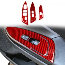 Window Lift Switch Panel Cover For Hyundai Veloster JS N 19-22 Red Carbon Fiber