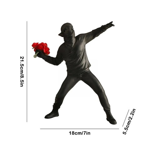 Moderne Kunst Harz Banksy Skulpturen Blume Werfer Statue Schreibtisch Bomber Dekoration - Bild 7 von 24