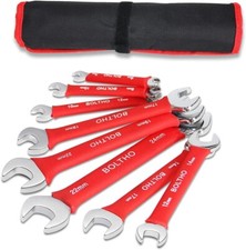 Maulschl&uuml;ssel Stahl Set 8-tlg. 6-24 mm, Gummi Komfortgriff 10 Gr&ouml;&szlig;en & Koffer