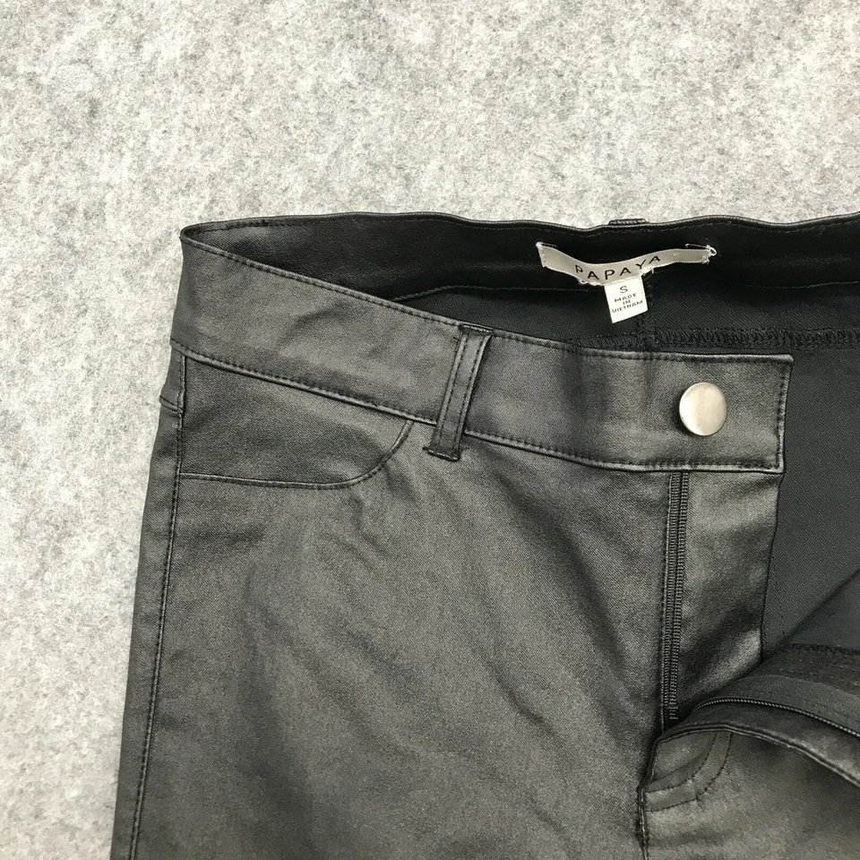 Леггинсы папайя брюки подростковый размер маленький искусственная кожа суперэластичные черные б/у в отличном состоянии - Изображение 4 из 4