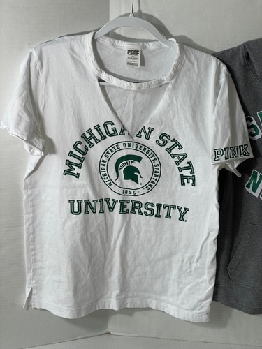 Victoria's Secret PINK Michigan State Spartans Logo Hoodie (M) & T-Shirt (S) - Bild 2 von 7
