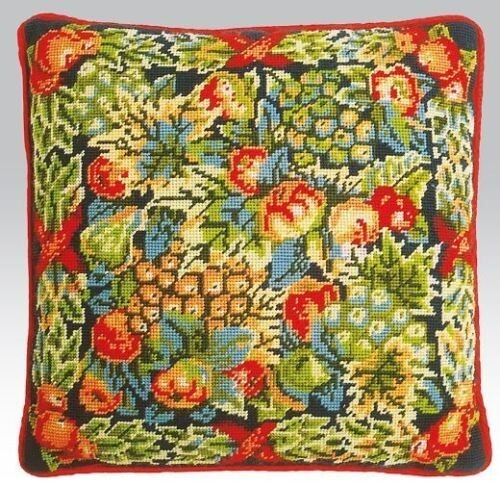 EHRMAN RARE TAPESTRY NEEDLEPOINT CUSHION KIT WITH TAPESTRY WOOL -CHRISTMAS FRUIT