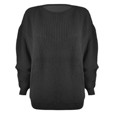 LADIES WOMENS CHUNKY BASIC KNITTED CASUAL COSY BAGGY WINTER JUMPER TOP SIZE S-XL