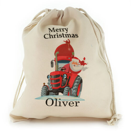 Personalisierter Weihnachtssack grün Traktor Weihnachtsmann, individueller Heiligabendsack - Bild 6 von 8
