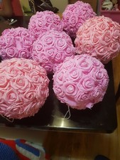 Baby pink, flower kissing ball with dimantes.very big