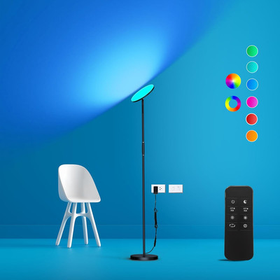 Modern LED Standing Floor Lamp with Remote & Touch Control, 3600LM 36W RGB Multi