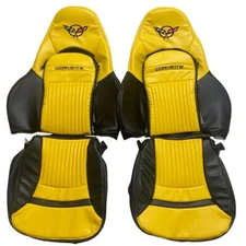 Chevy C5 Synthetic Leather Sports Seat Covers In Yellow & Black Color 1997-2004