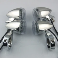 Chrome Motorcycle LED Turn Signal Brake Blinker Lights Fit Harley Davidson Amber