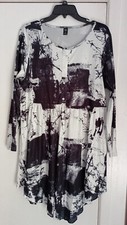 Shein Curve Women's Size 2XL Splatter Pattern Shirt Dress Black & White