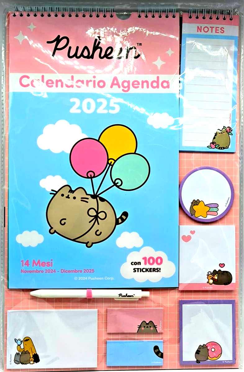 Calendario Agenda Pusheen 2025 Ufficiale - 14 Mesi, 29x44 Cm, Con Penna, Block Notes E Stickers - Foto 12
